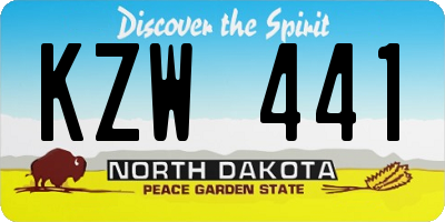 ND license plate KZW441