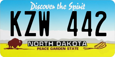 ND license plate KZW442