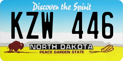 ND license plate KZW446