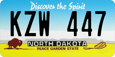 ND license plate KZW447