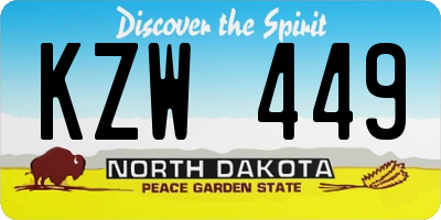 ND license plate KZW449