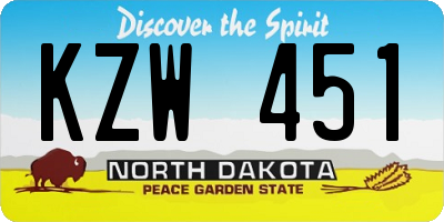 ND license plate KZW451