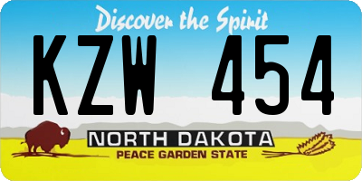 ND license plate KZW454