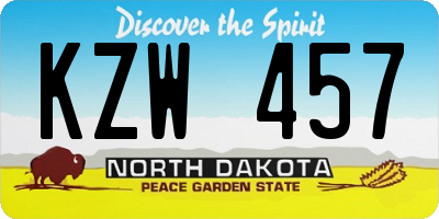ND license plate KZW457