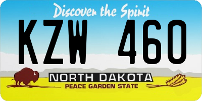 ND license plate KZW460