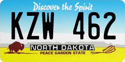 ND license plate KZW462