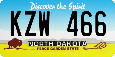 ND license plate KZW466