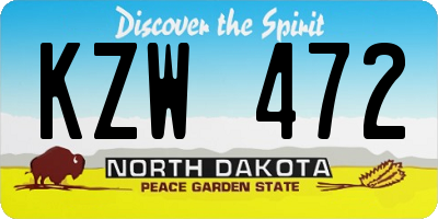 ND license plate KZW472