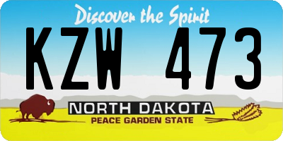 ND license plate KZW473