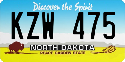 ND license plate KZW475
