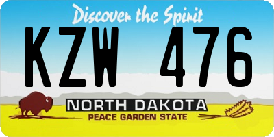 ND license plate KZW476