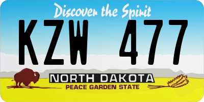 ND license plate KZW477