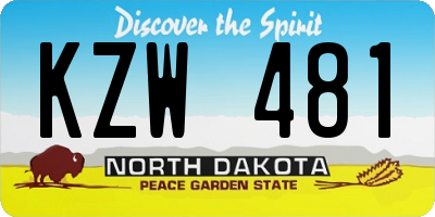 ND license plate KZW481