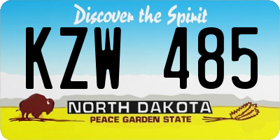 ND license plate KZW485