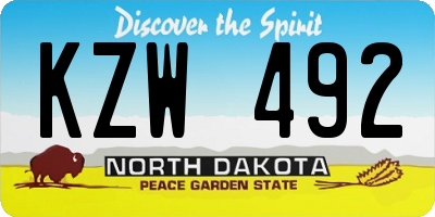 ND license plate KZW492