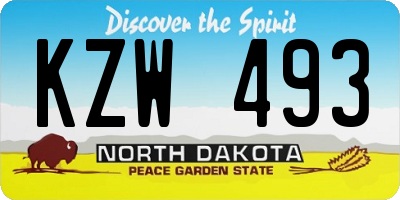 ND license plate KZW493