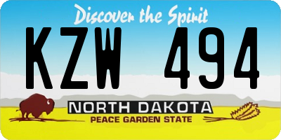 ND license plate KZW494