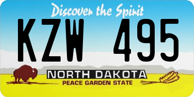ND license plate KZW495