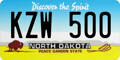 ND license plate KZW500