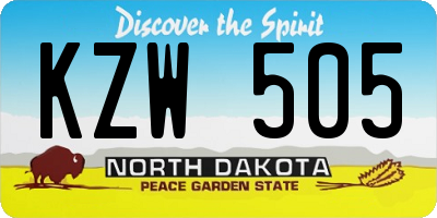 ND license plate KZW505