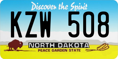 ND license plate KZW508