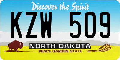 ND license plate KZW509