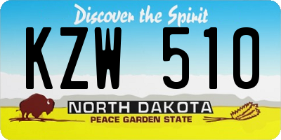 ND license plate KZW510