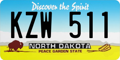 ND license plate KZW511