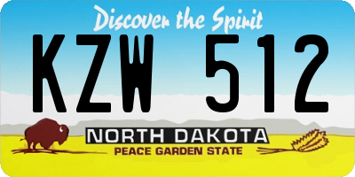 ND license plate KZW512