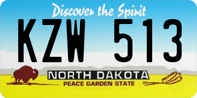 ND license plate KZW513