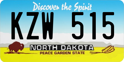 ND license plate KZW515