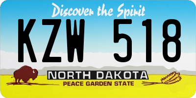 ND license plate KZW518