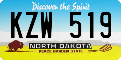 ND license plate KZW519