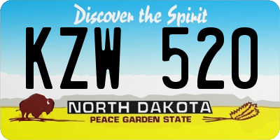 ND license plate KZW520