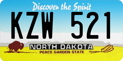 ND license plate KZW521