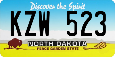 ND license plate KZW523