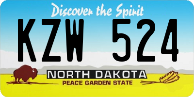 ND license plate KZW524