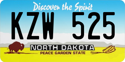 ND license plate KZW525