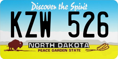 ND license plate KZW526