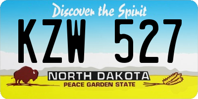 ND license plate KZW527