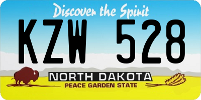 ND license plate KZW528