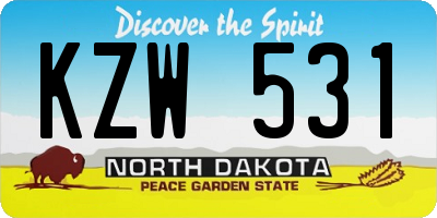 ND license plate KZW531