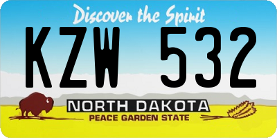 ND license plate KZW532