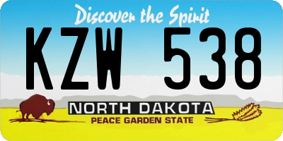 ND license plate KZW538