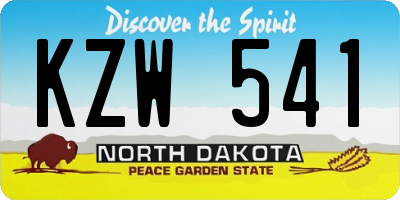 ND license plate KZW541