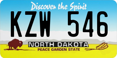 ND license plate KZW546