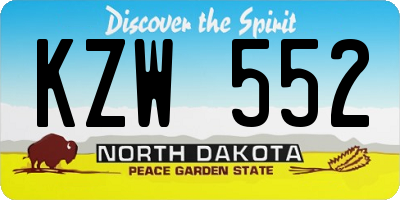 ND license plate KZW552