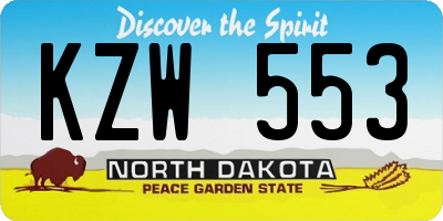 ND license plate KZW553