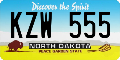 ND license plate KZW555