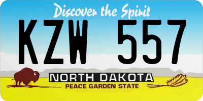 ND license plate KZW557